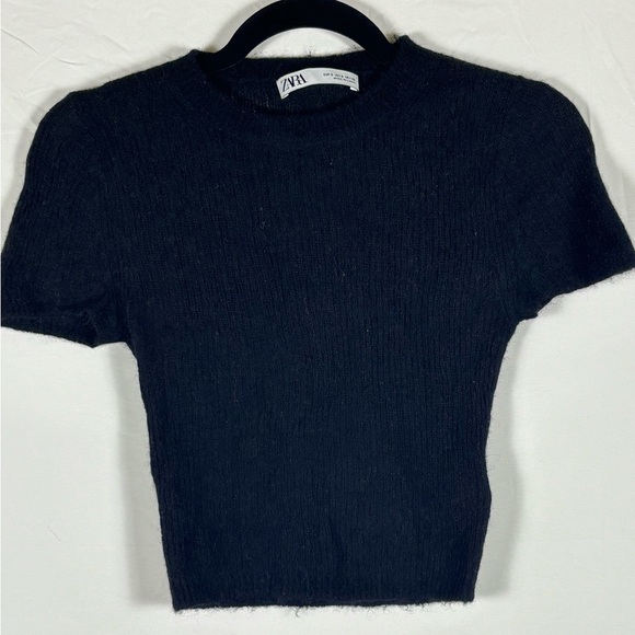 Zara Tops - Zara Black Wool Knit Crop Top- S